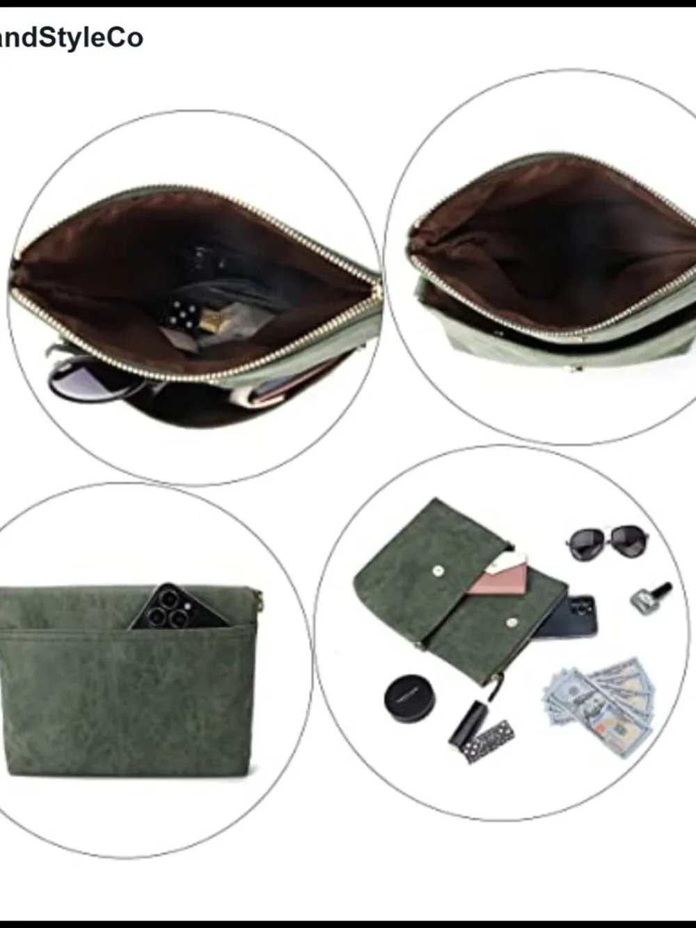 Vegan PU Leather Crossbody Bag for Women, Adjustable Strap, Detachable Wristlet